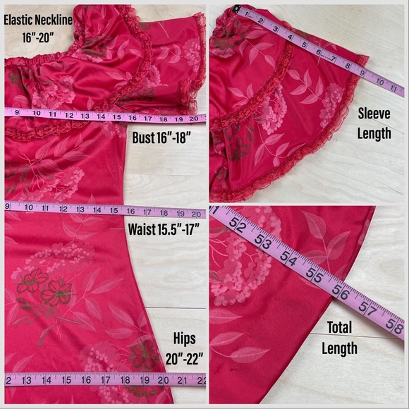 Vintage 60s/70s Handmade Pink Hawaiian Ruffle Maxi Dress - Picture 6 of 7